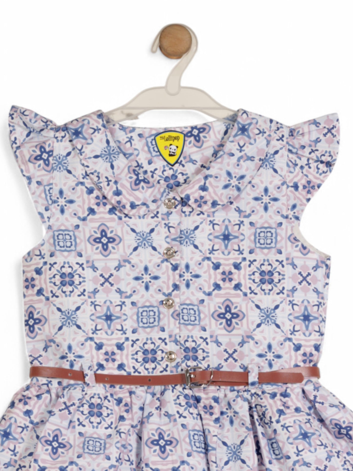 Printed Floral Cotton Frock - Blue