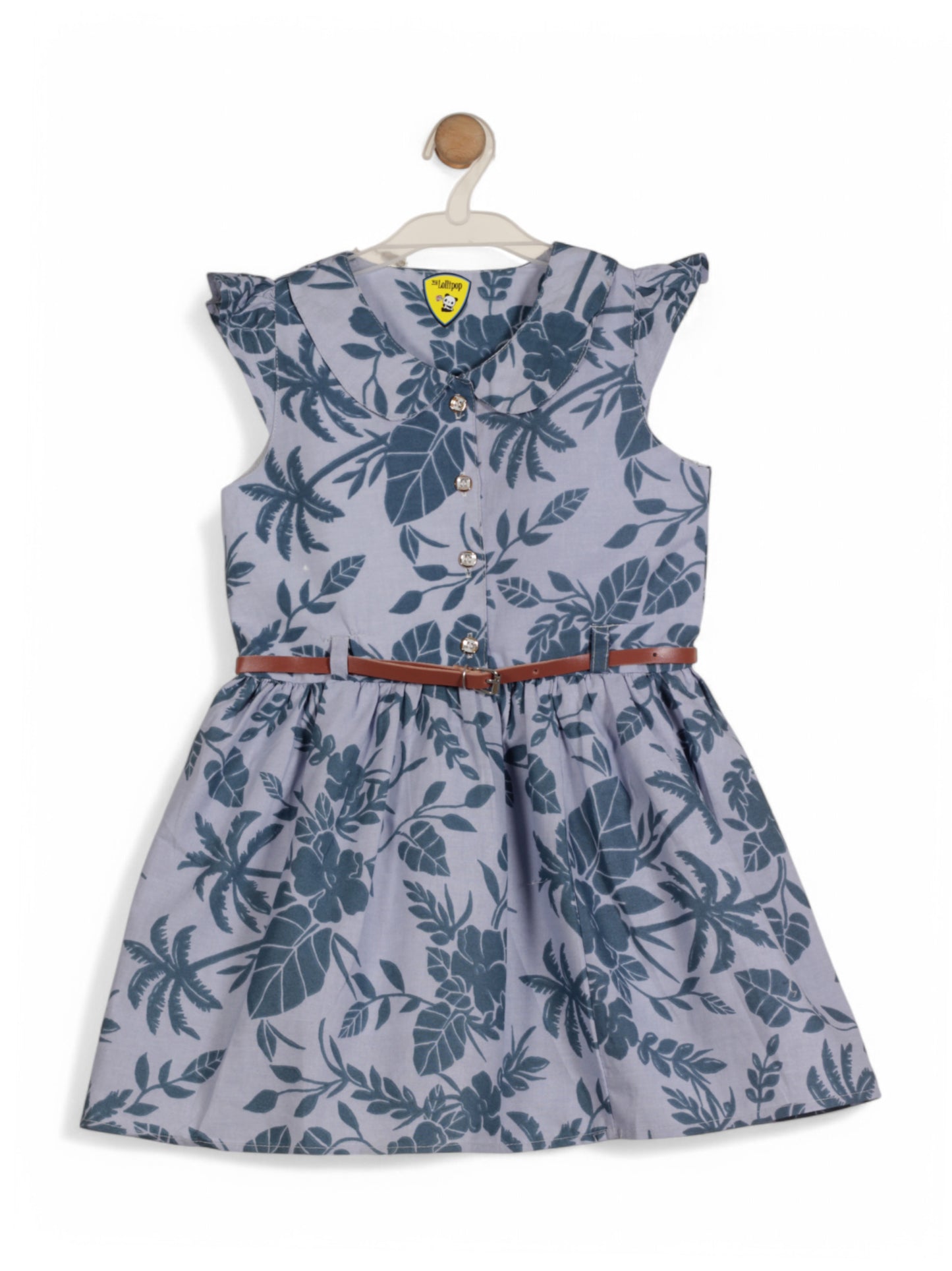 Printed Floral Cotton Frock - Blue