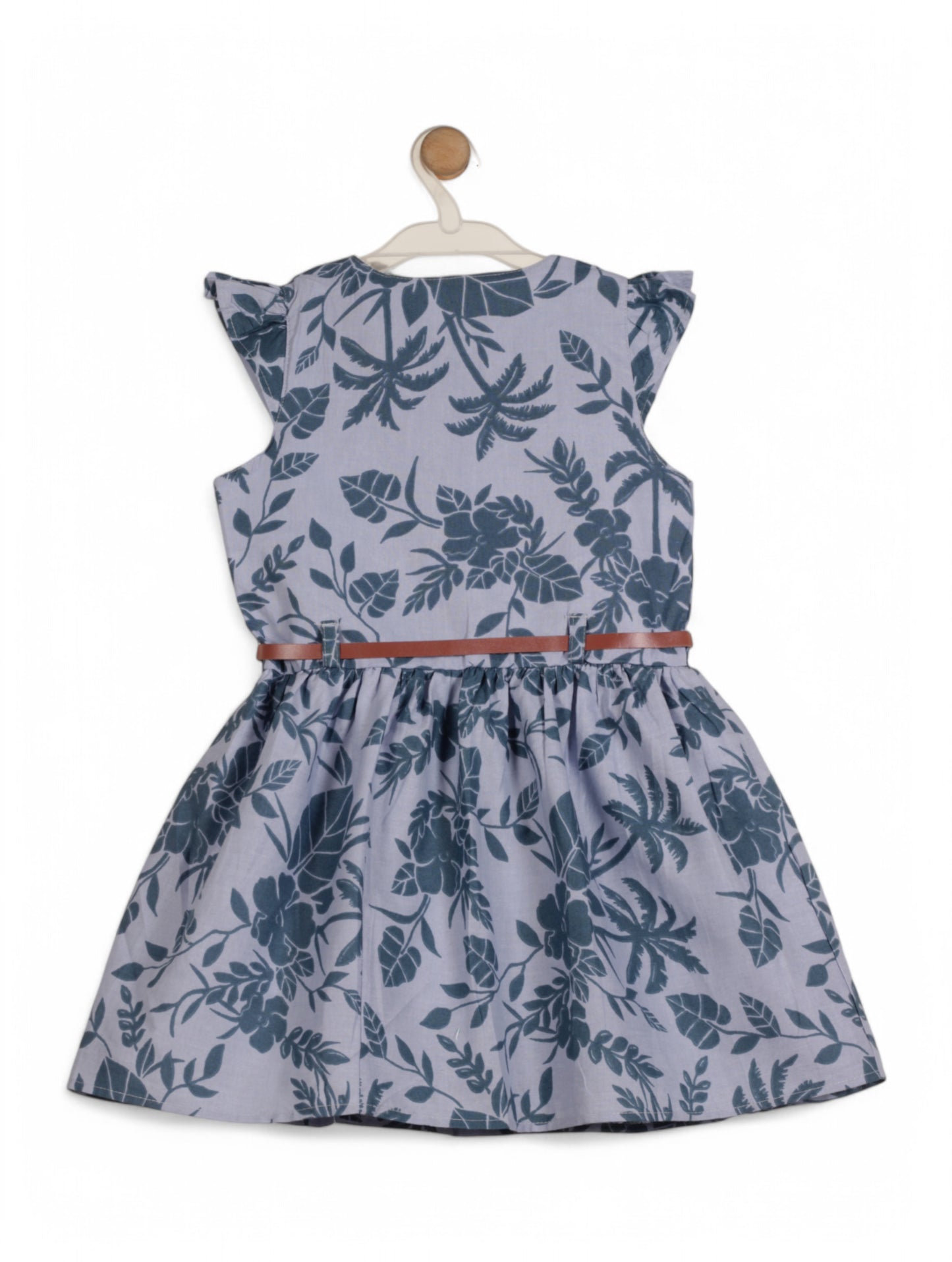 Printed Floral Cotton Frock - Blue