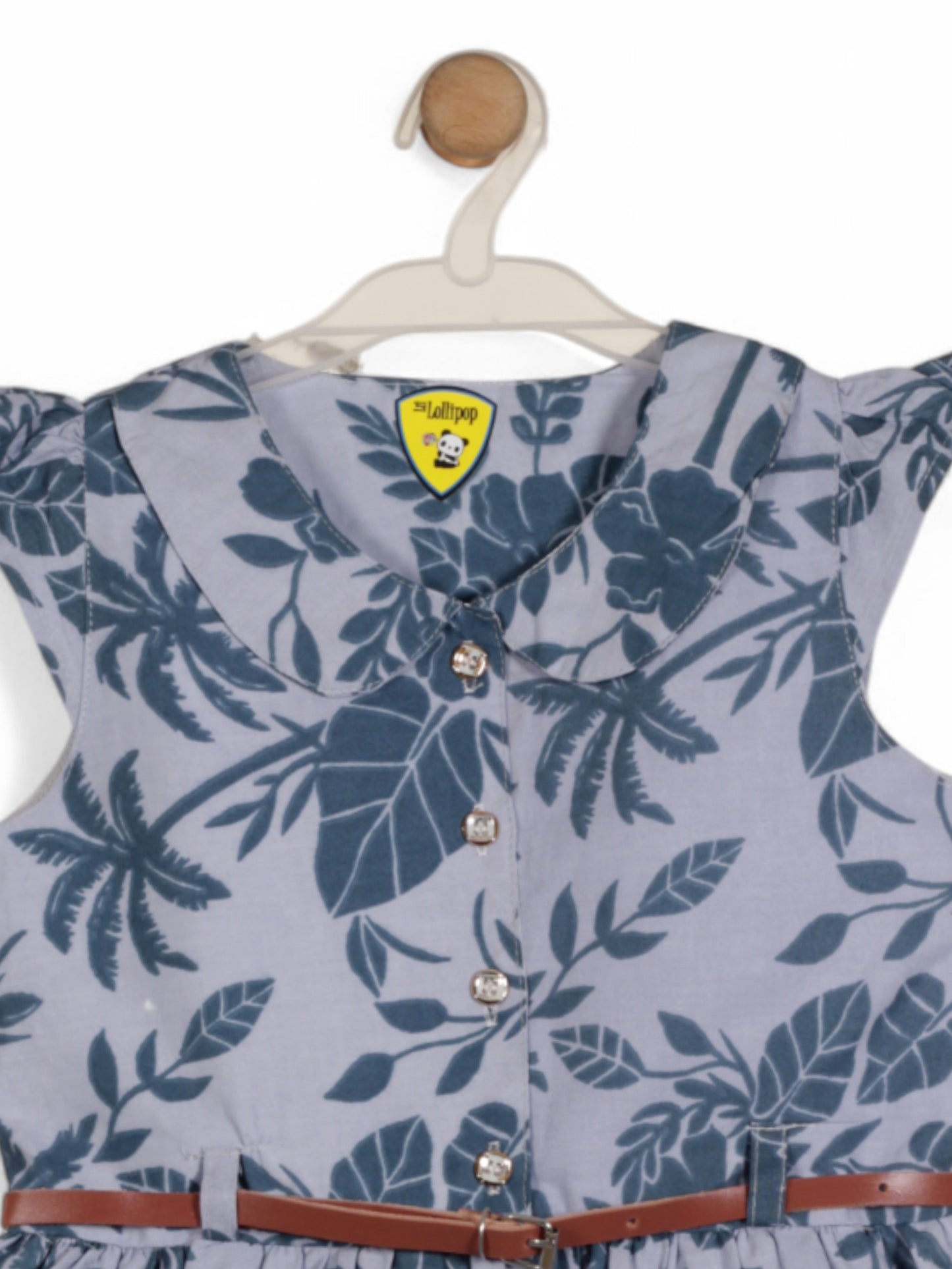 Printed Floral Cotton Frock - Blue