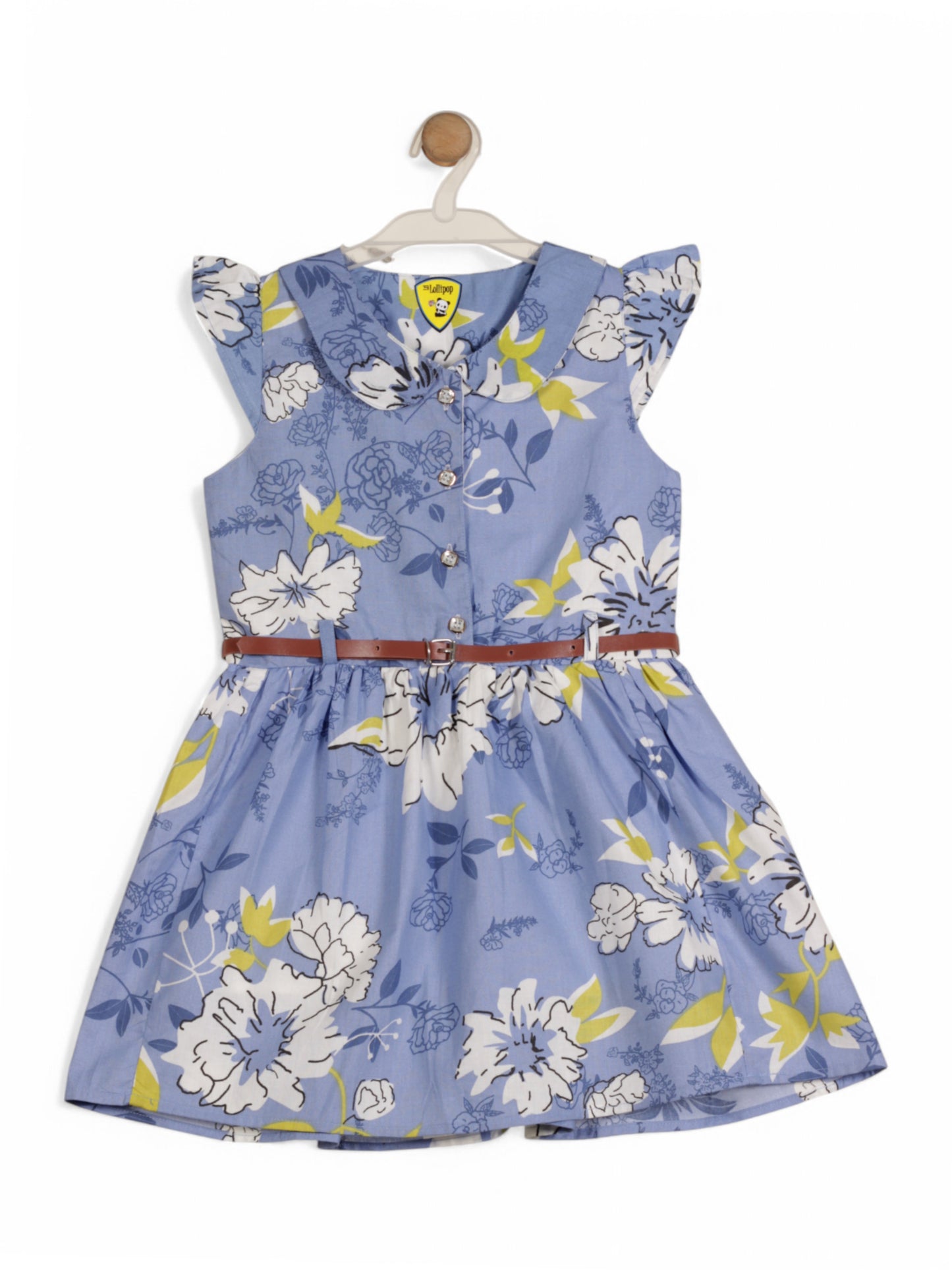 Printed Floral Cotton Frock - Blue