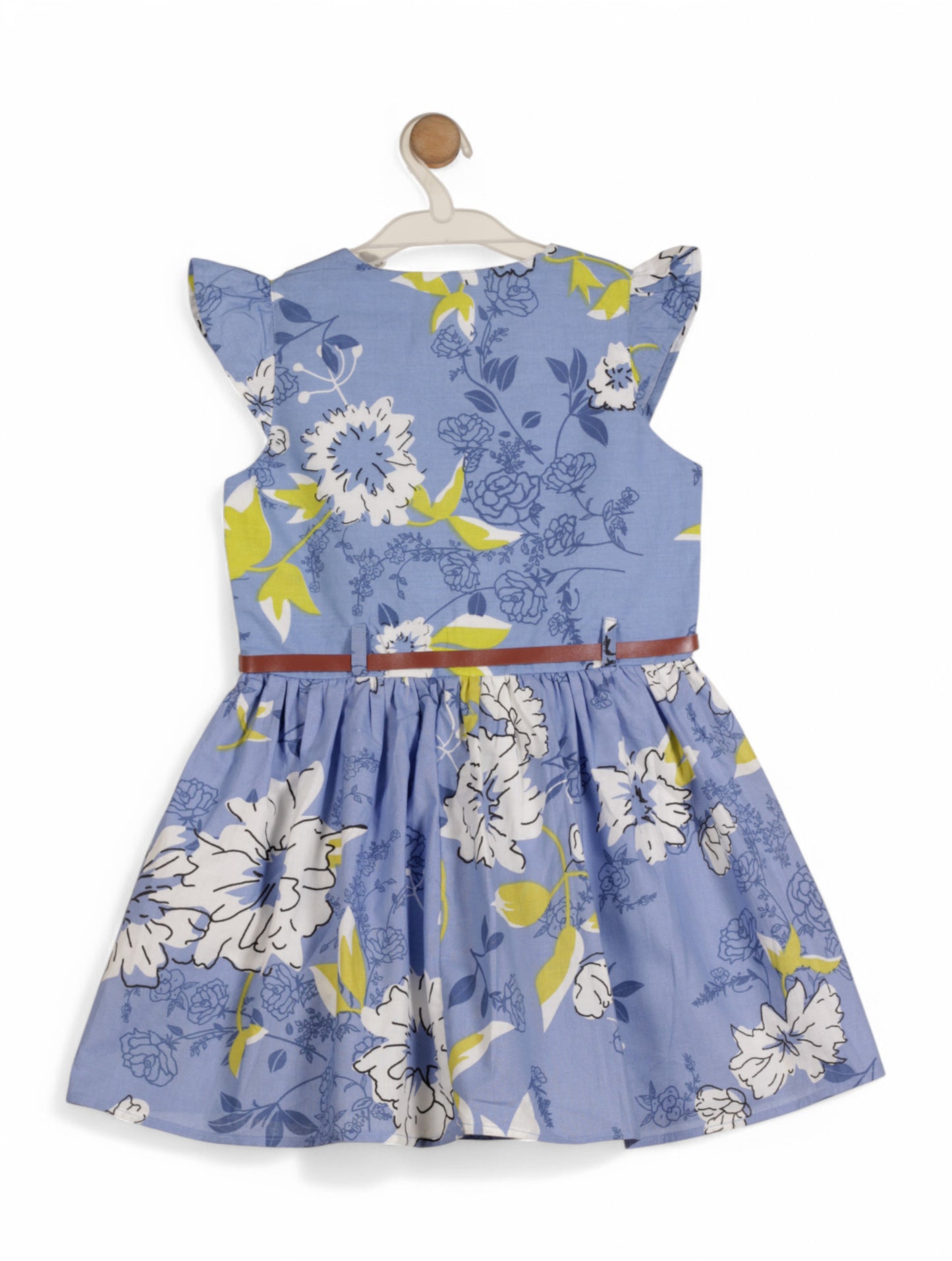 Printed Floral Cotton Frock - Blue