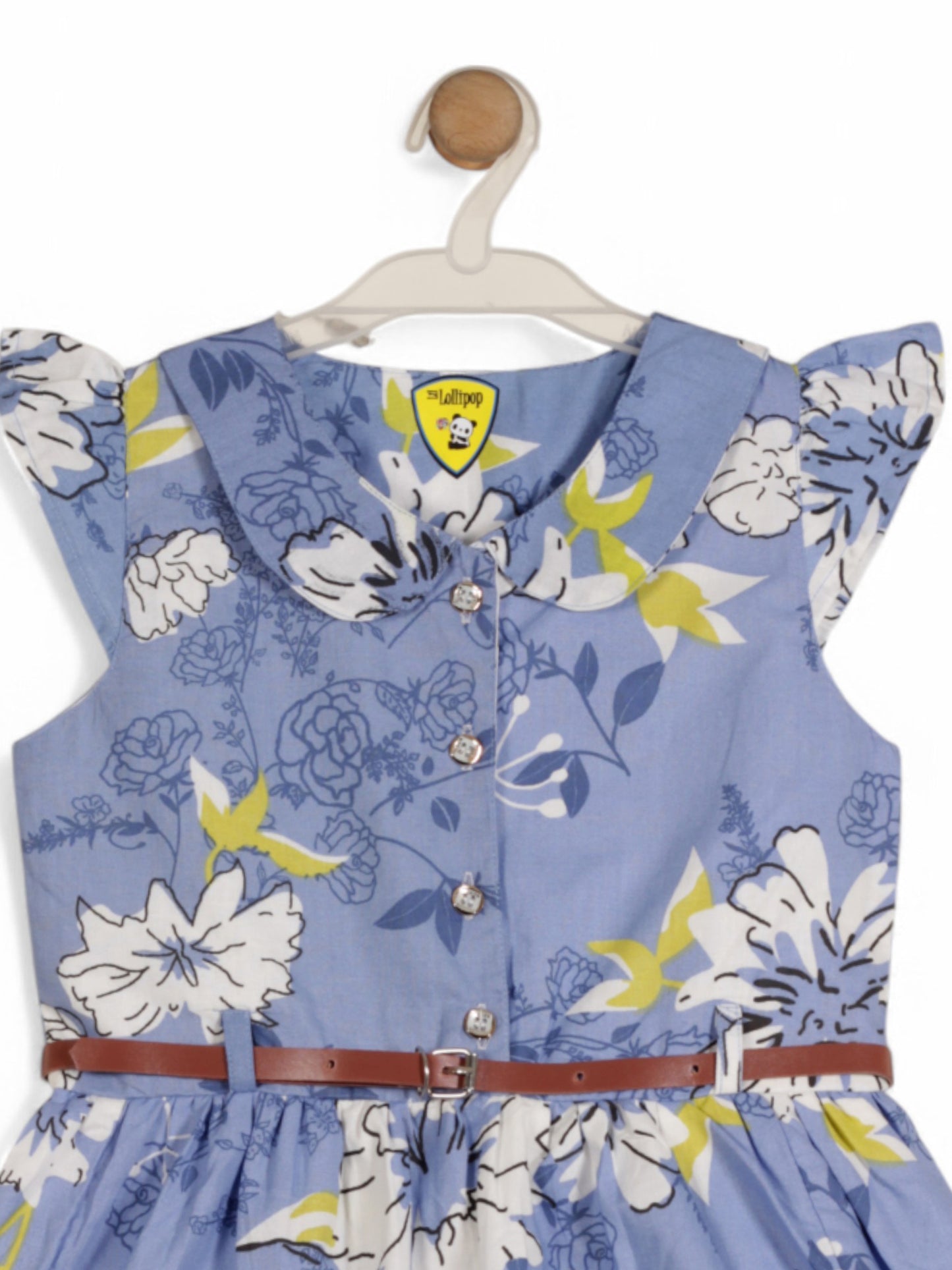 Printed Floral Cotton Frock - Blue