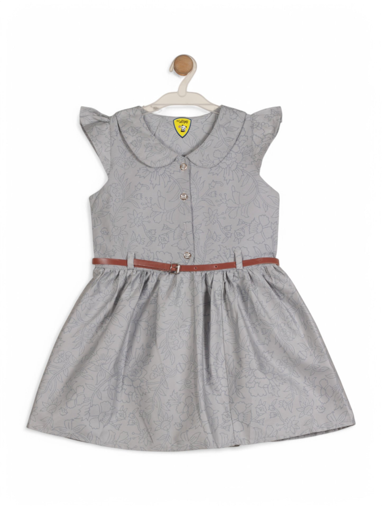 Printed Cotton Frock - Grey