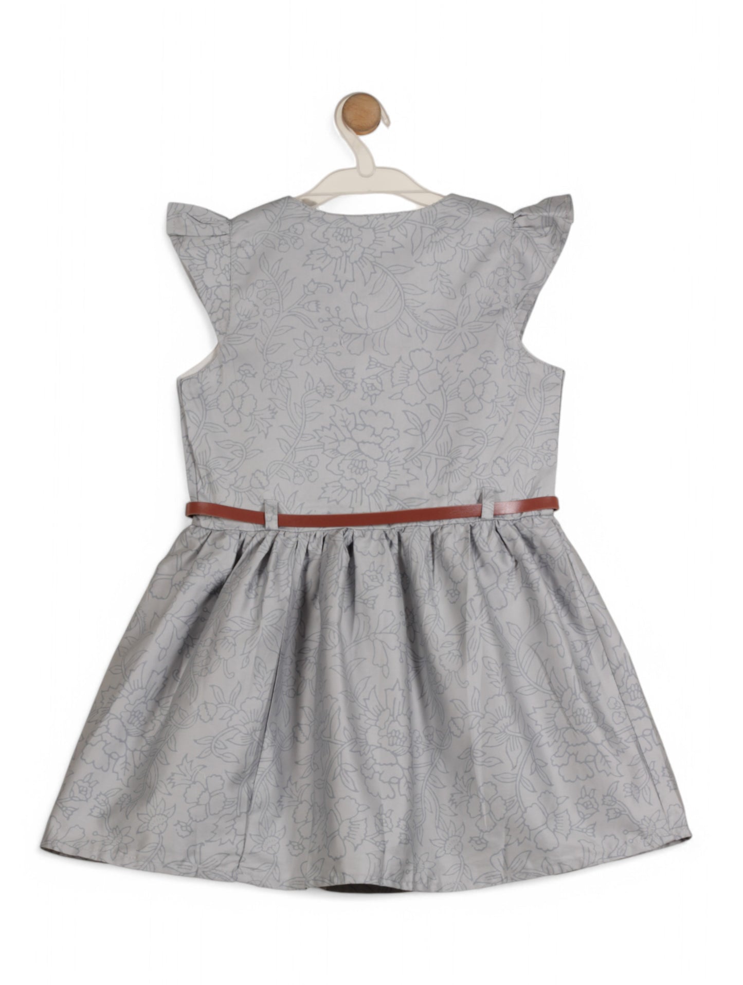 Printed Cotton Frock - Grey