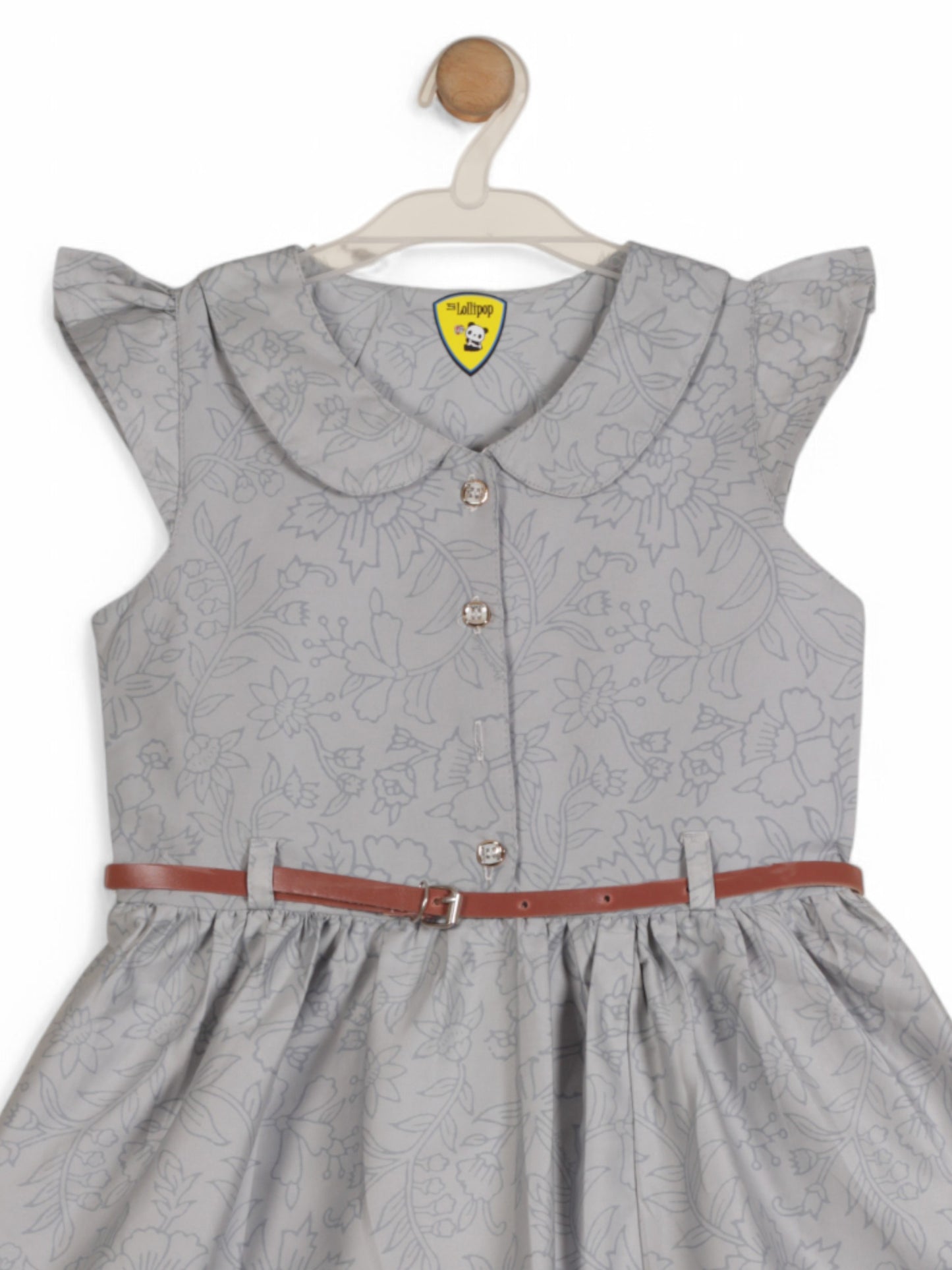 Printed Cotton Frock - Grey