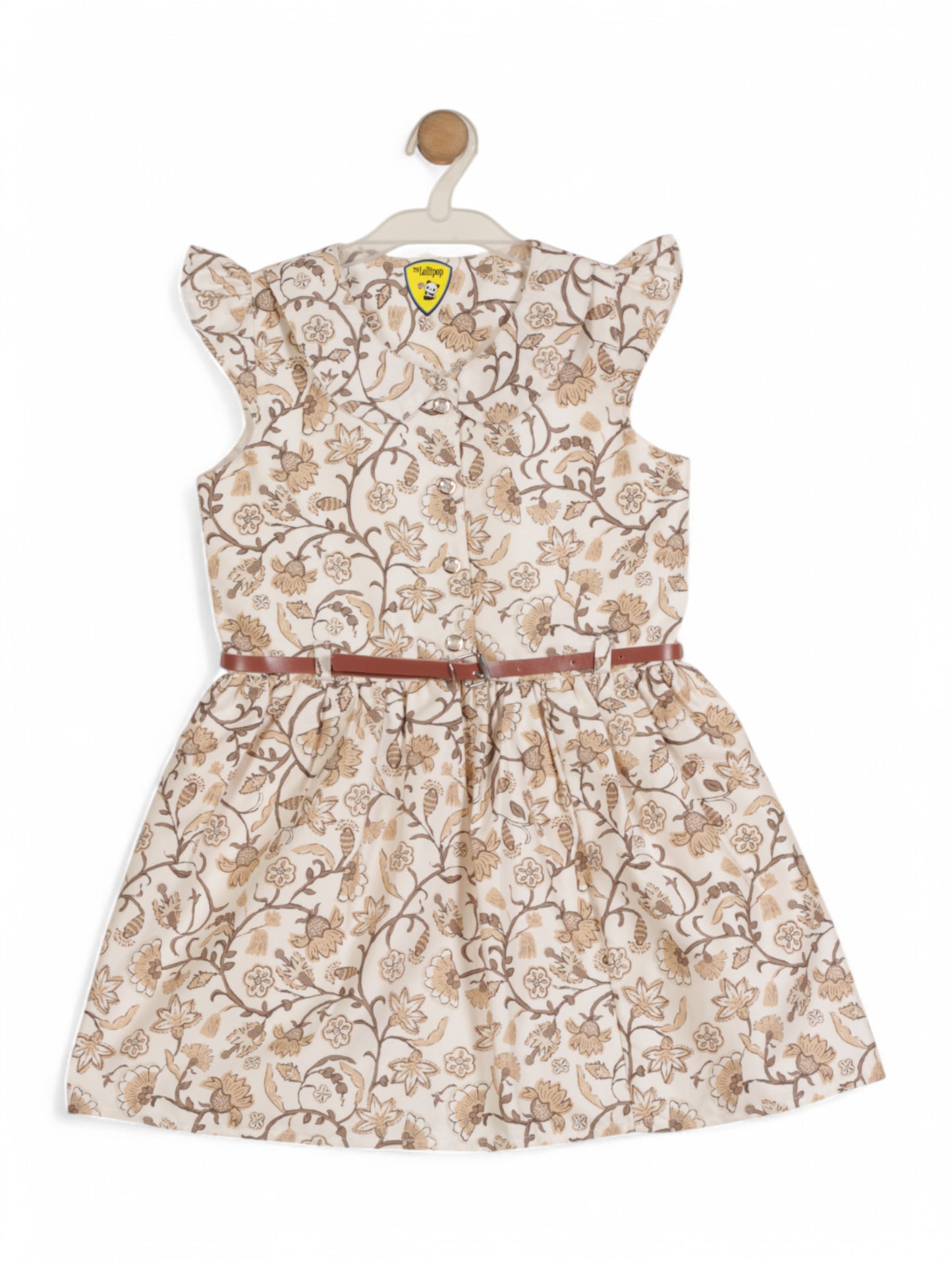 Printed Cotton Frock - Cream