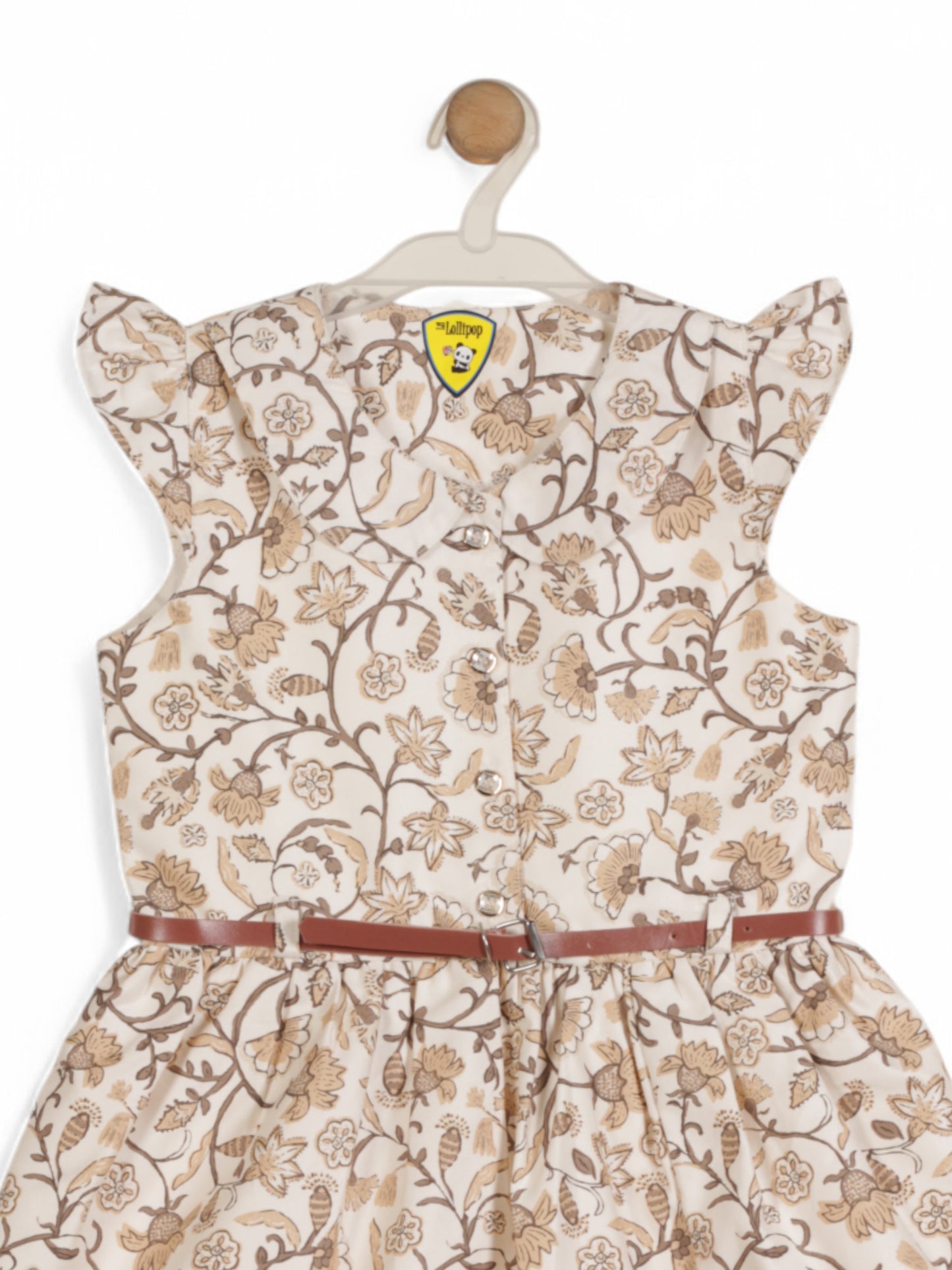 Printed Cotton Frock - Cream