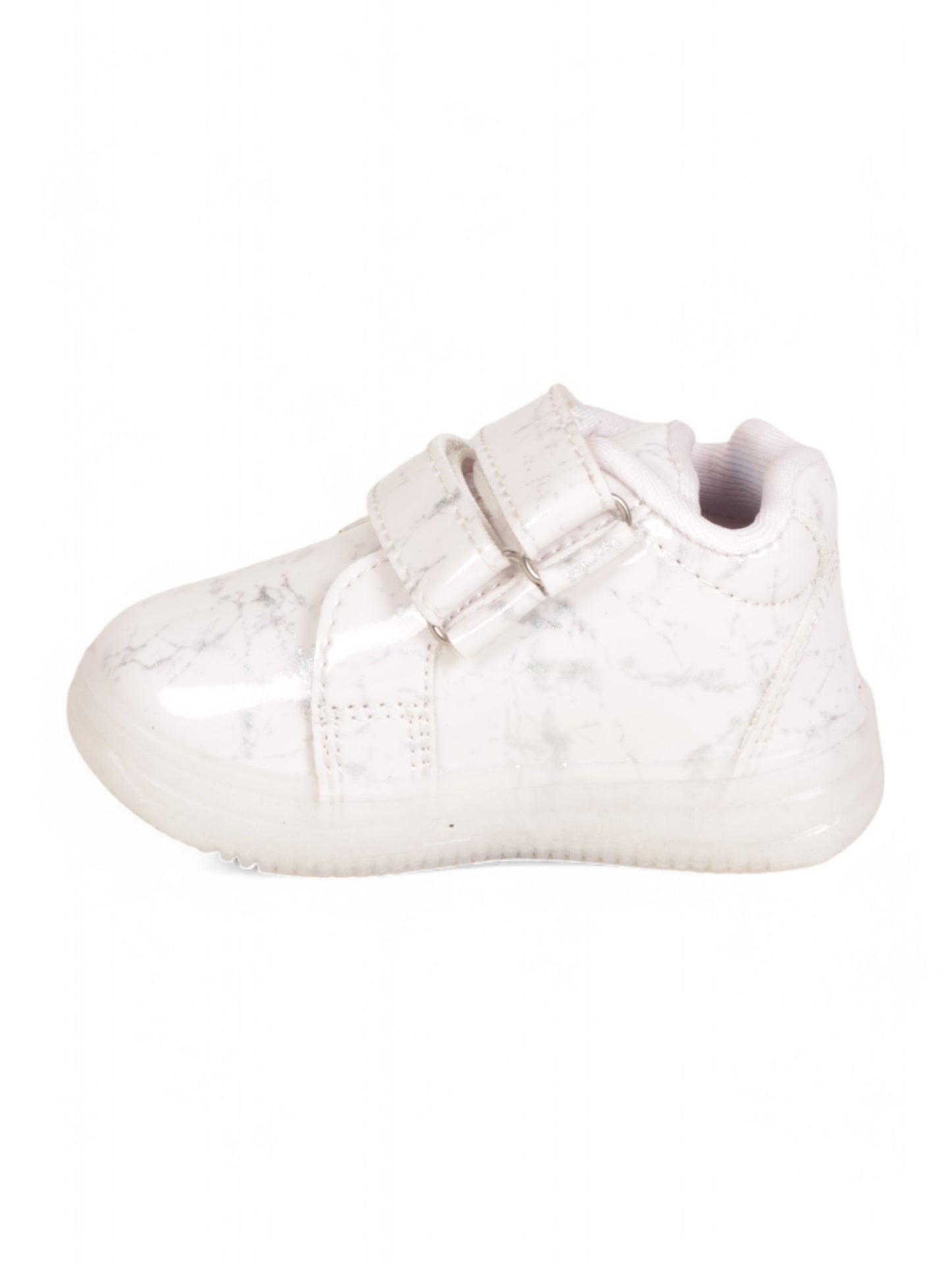 Casual Velcro Printed Shoes With Led Light - White