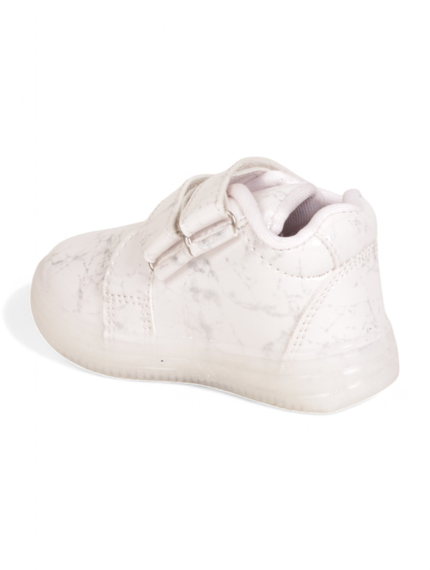 Casual Velcro Printed Shoes With Led Light - White