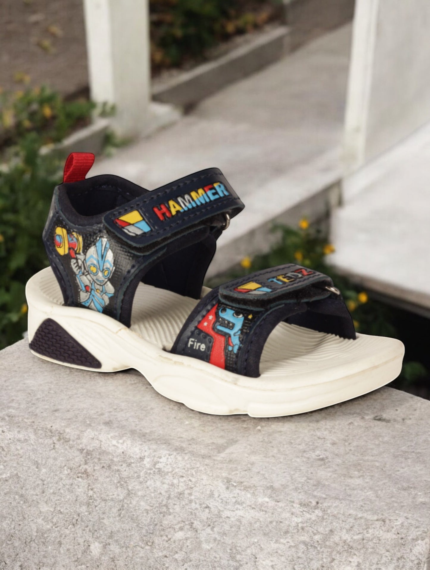 Sandals With Velcro Closing - Navy Blue
