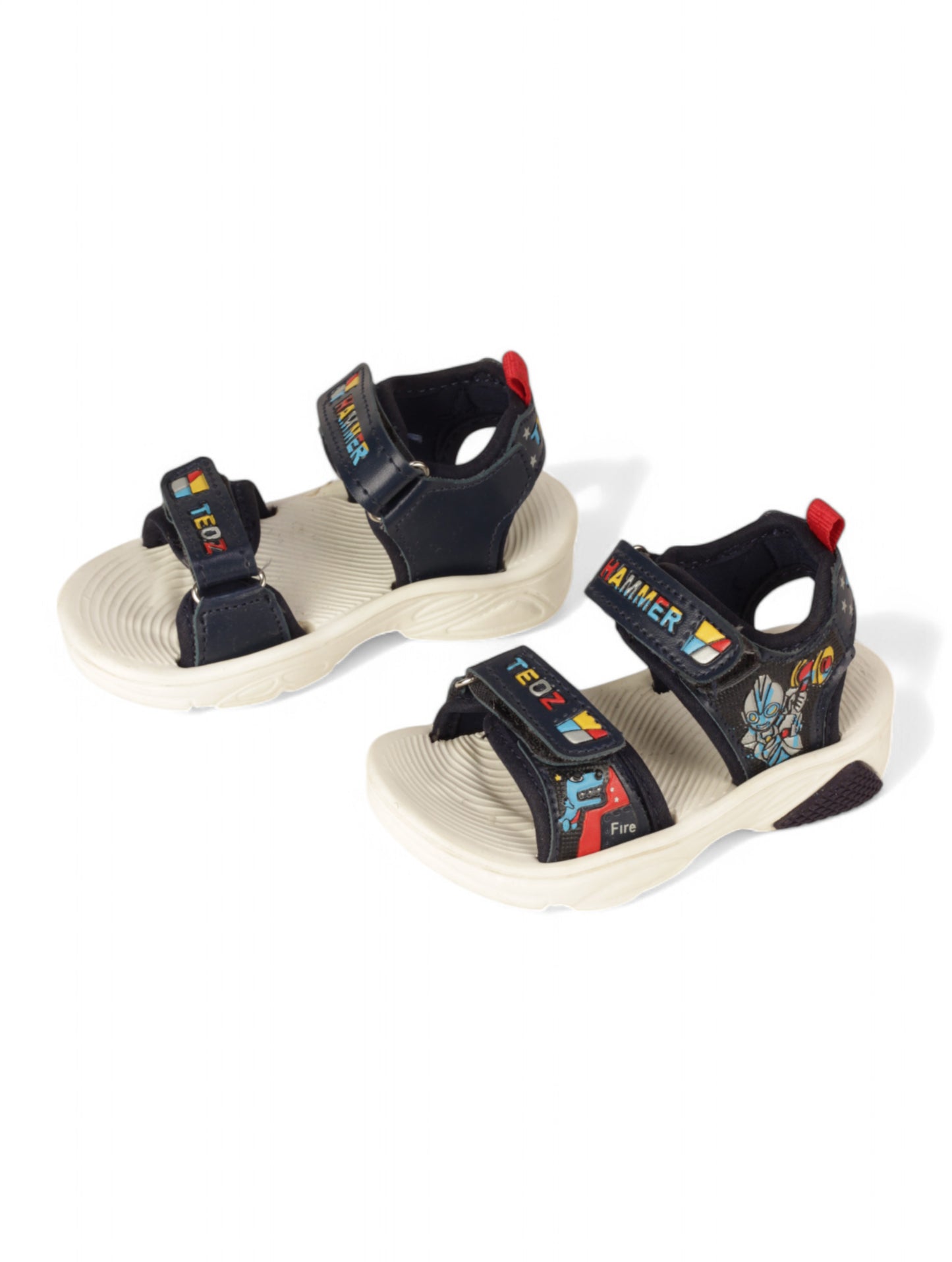 Sandals With Velcro Closing - Navy Blue