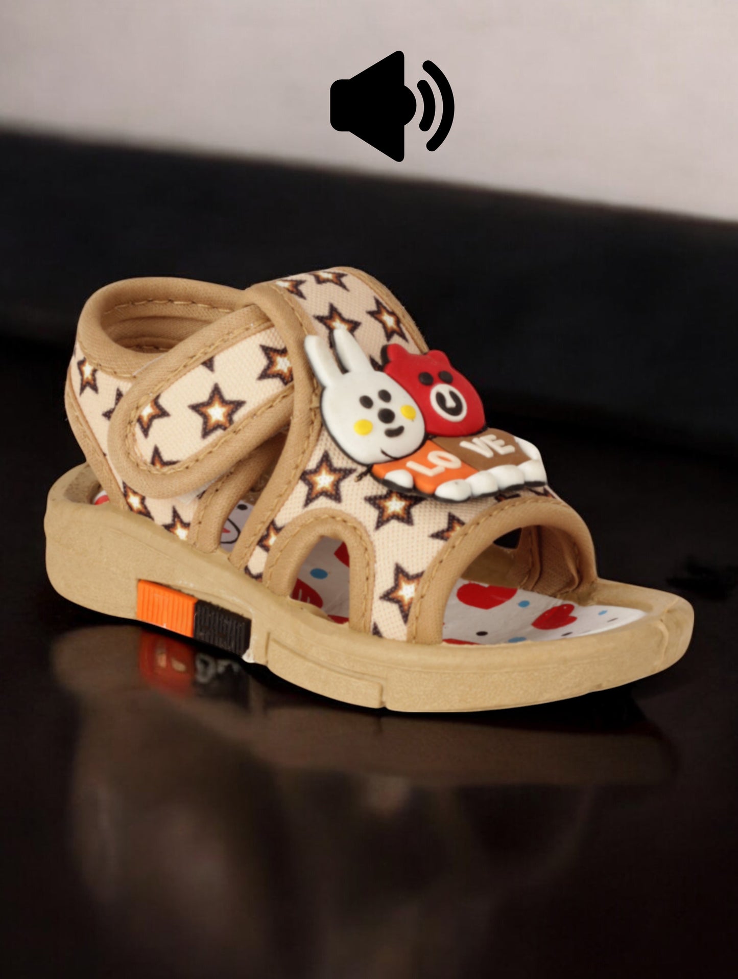 Musical Sandals With Velcro Closing - Brown
