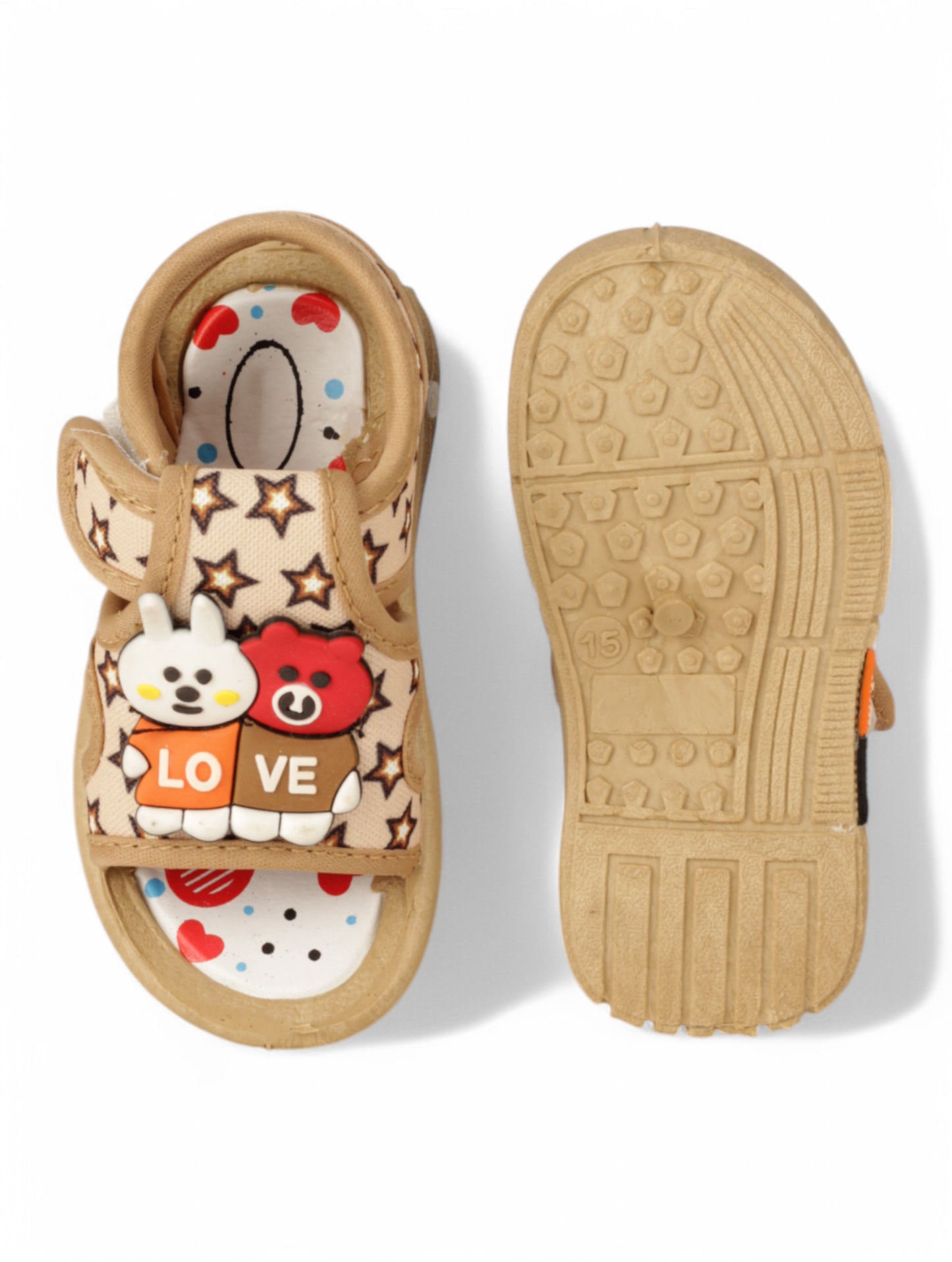 Musical Sandals With Velcro Closing - Brown