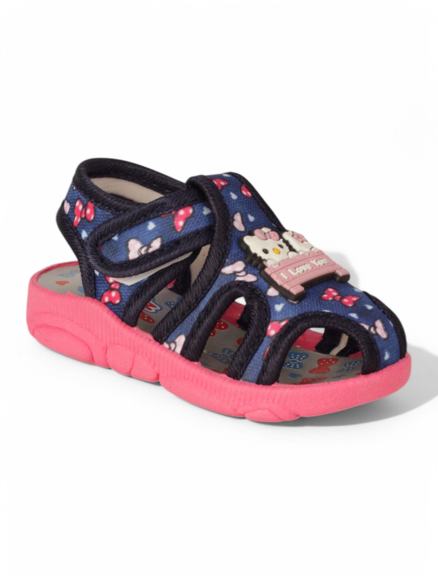 Musical Chu Chu Sandals With Velcro Closing - Navy Blue