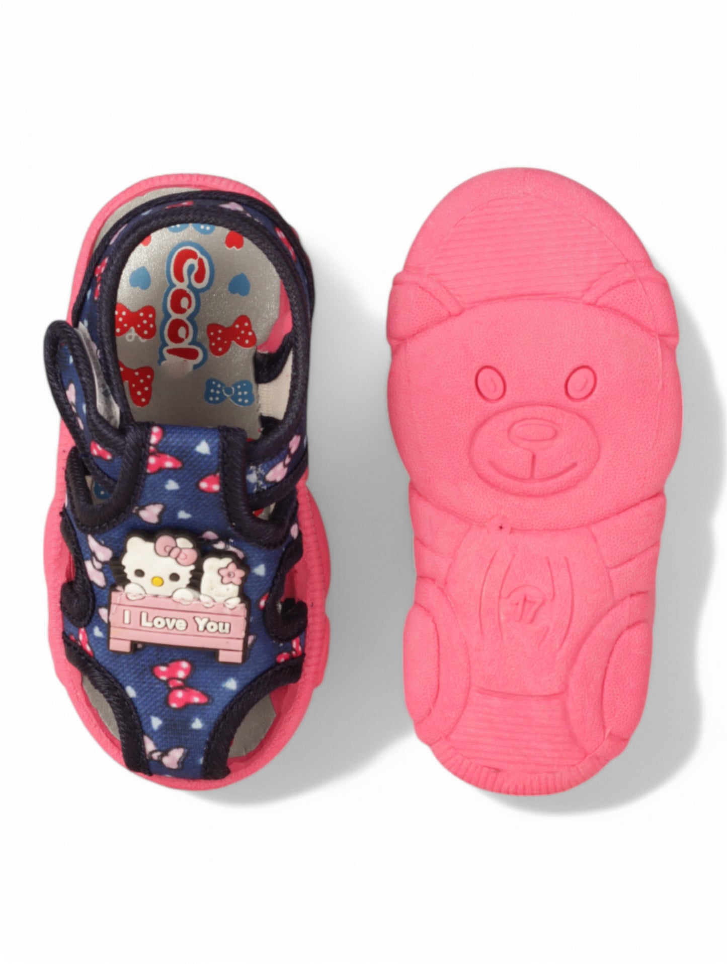 Musical Chu Chu Sandals With Velcro Closing - Navy Blue