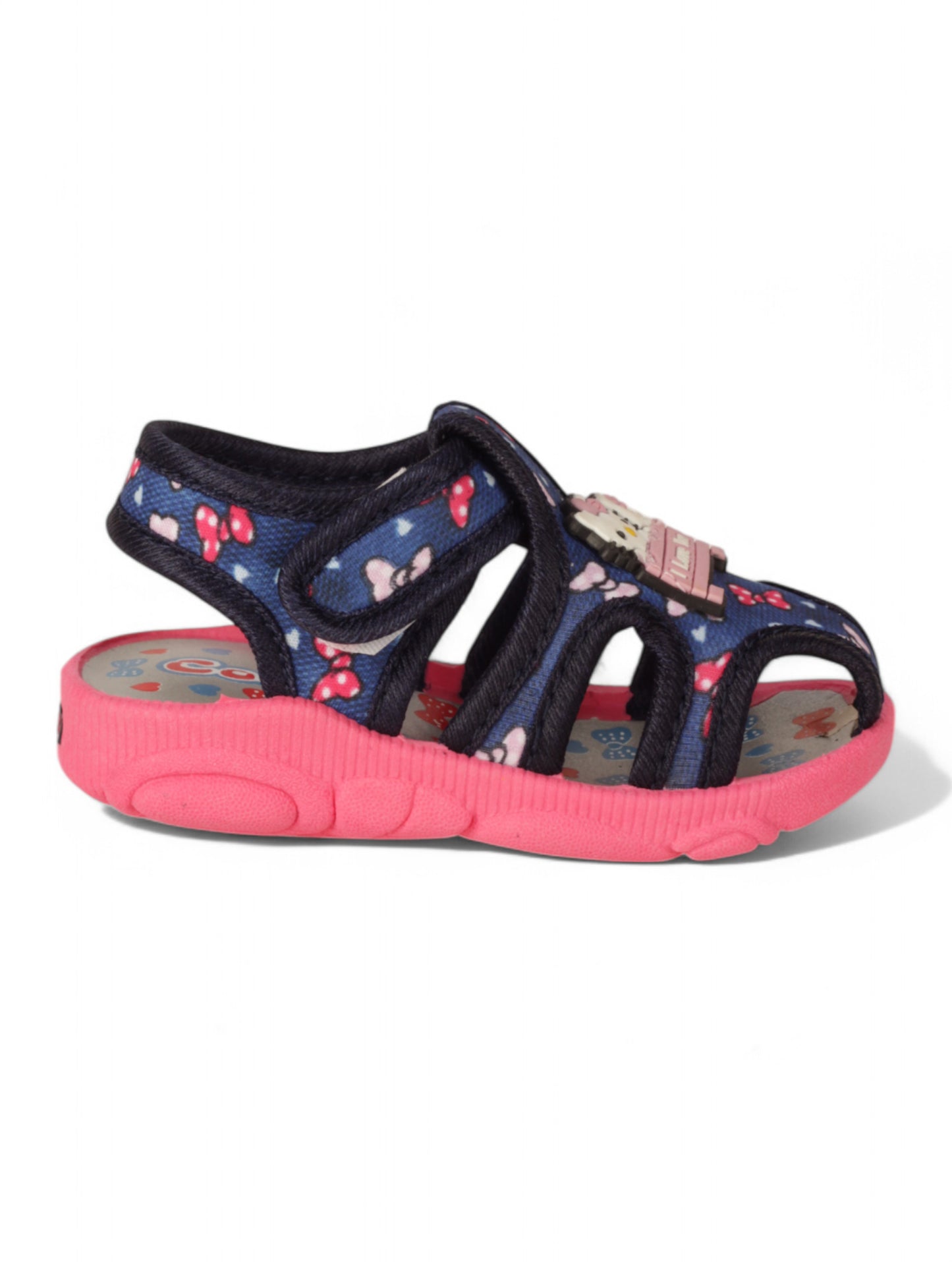 Musical Chu Chu Sandals With Velcro Closing - Navy Blue