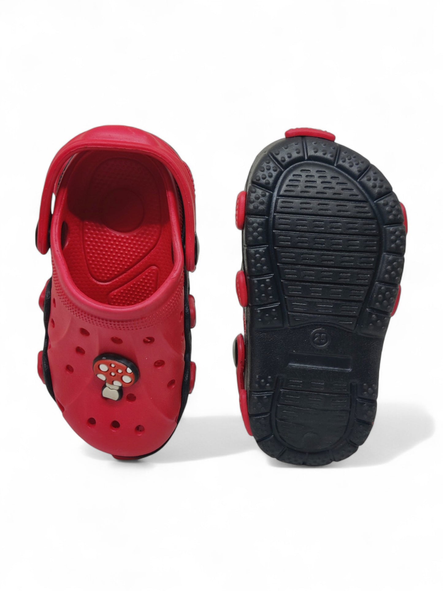 Mushroom Applique Anti-Slip Clogs - Red
