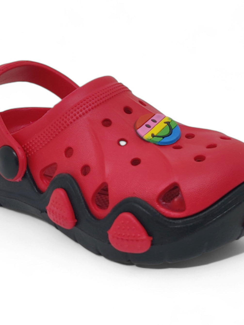 Smily Applique Anti-Slip Clogs - Red