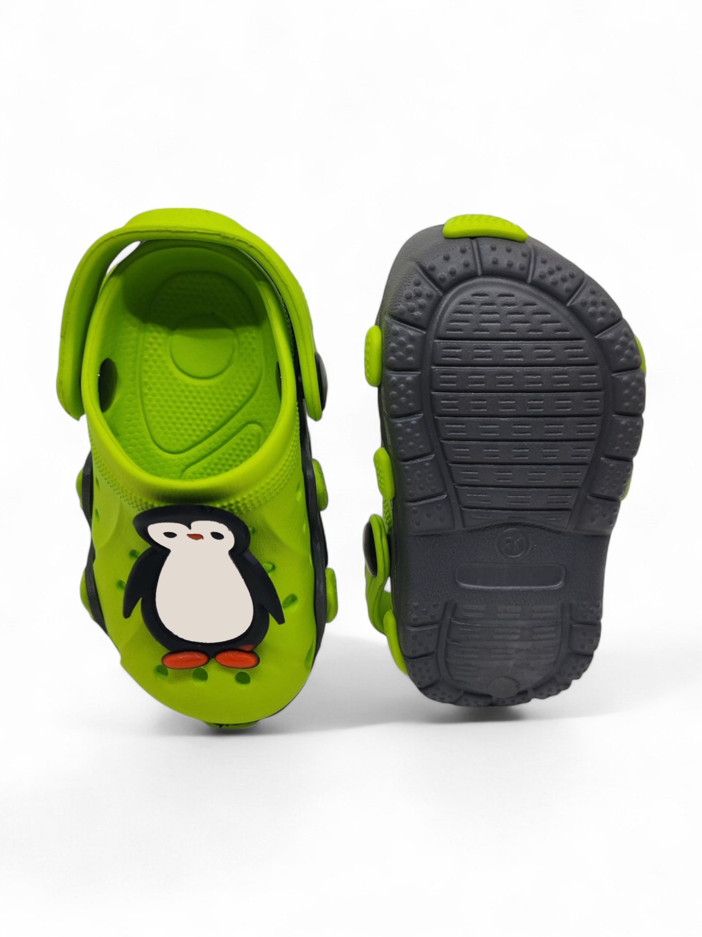 Penguin Applique Anti-Slip Clogs - Green