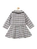 Grey Check Winter Party Frock With Shrug