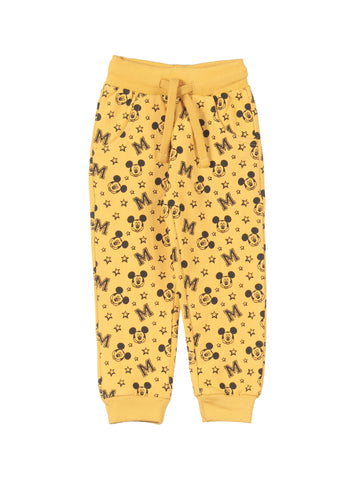 Mickey Mouse Print Track Bottoms - Mustard