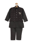 Embroidered Kurta Pajama Set - Black