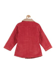 Front Open Fur Lined Blazer Jacket - Red