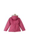 Front Open Zipper Fur Lined Hooded Jacket - Pink