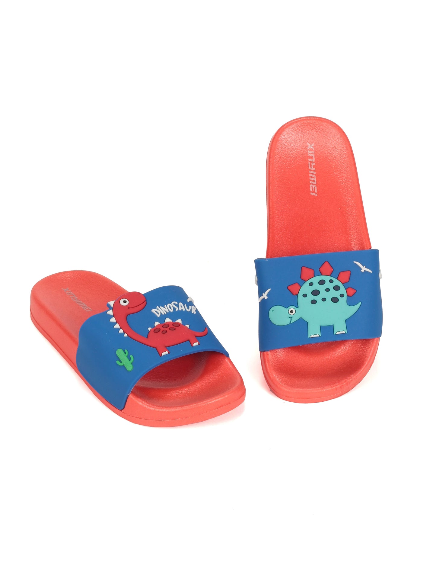 Dinosaur Print Slippers - Red