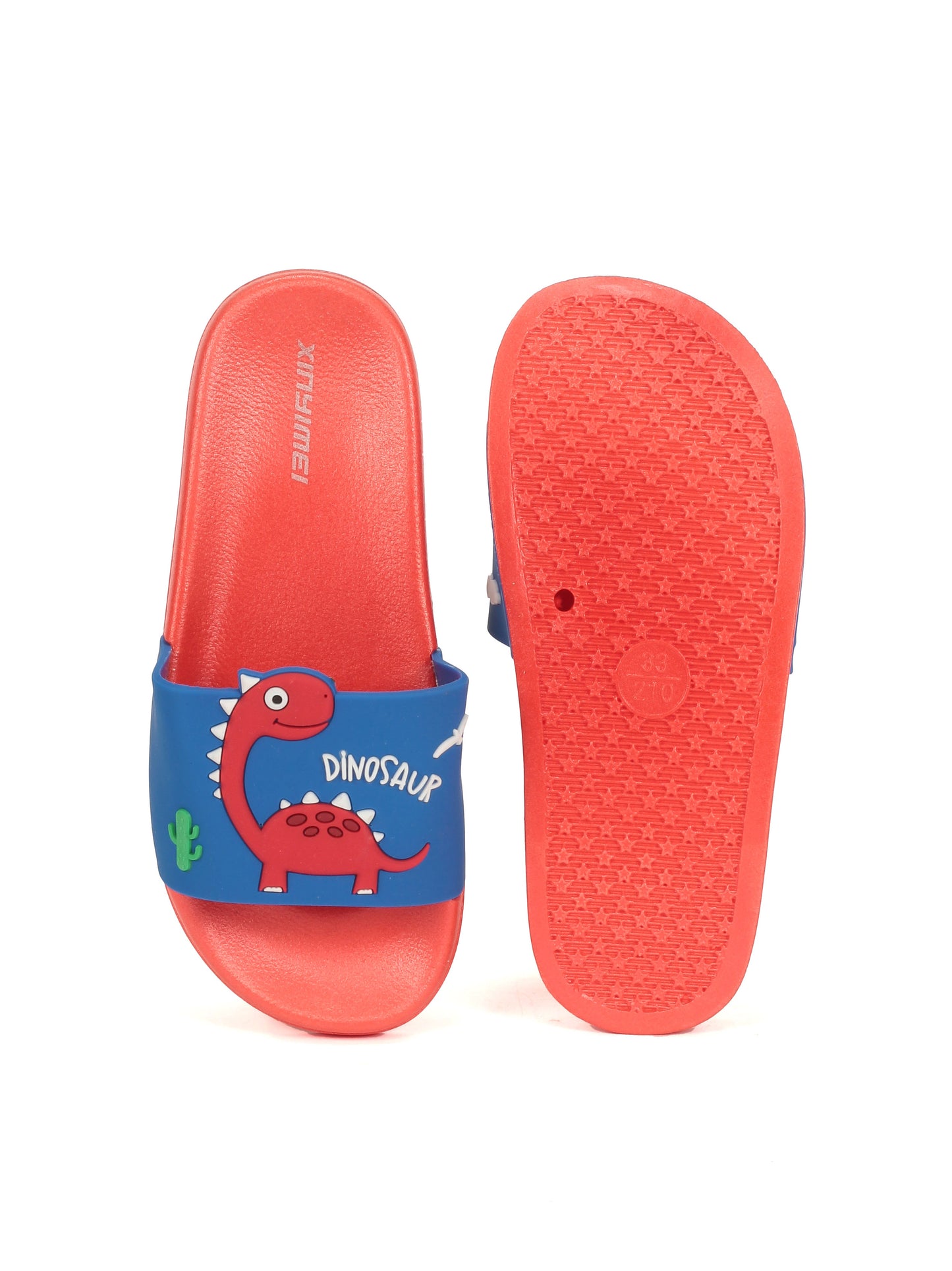 Dinosaur Print Slippers - Red