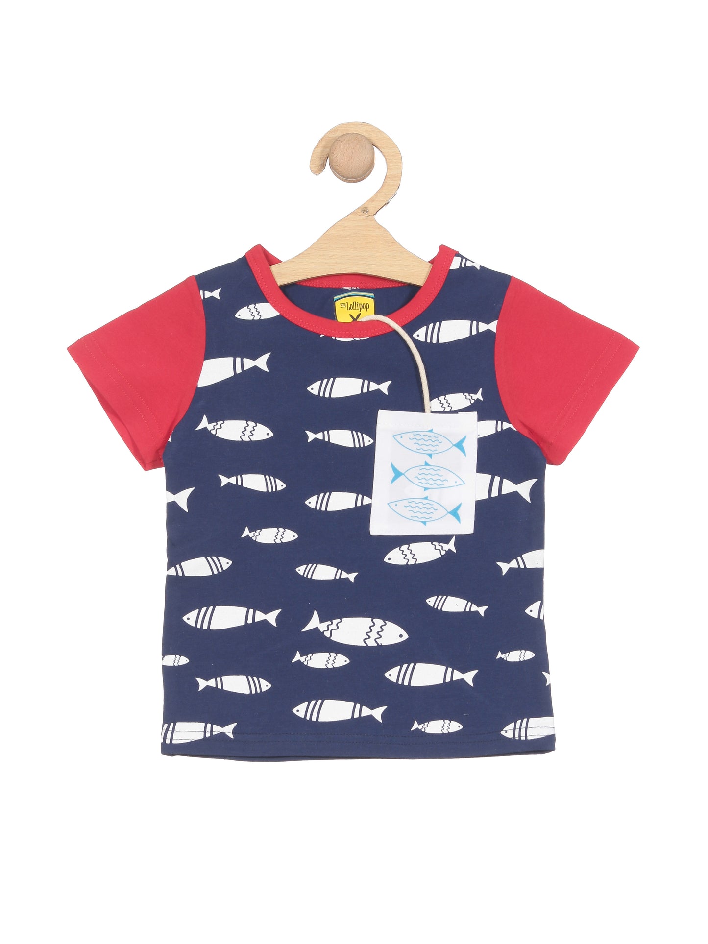 Navy Blue Fish Print T-shirt