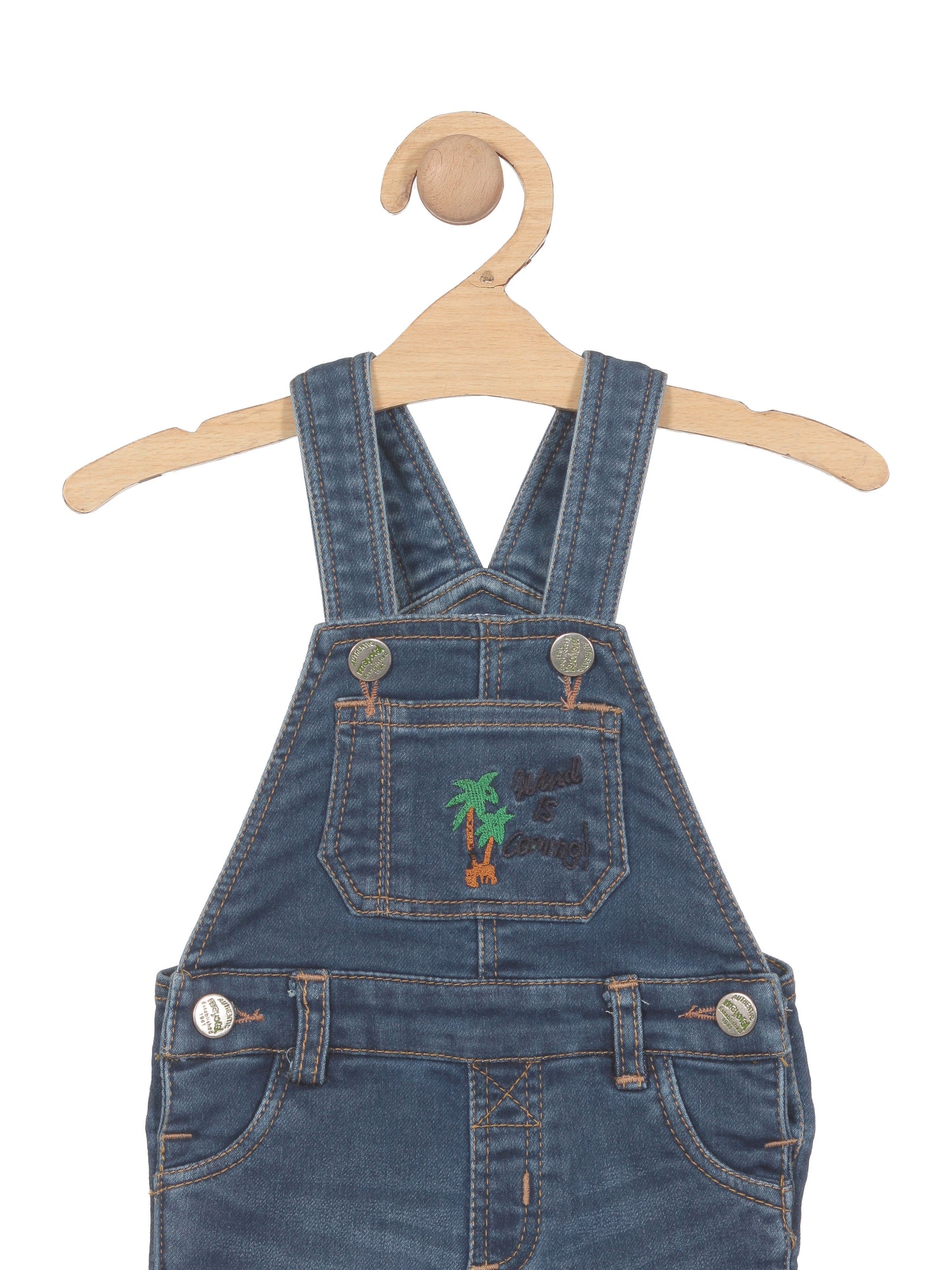 Distressed Relaxed Fit Denim Dungaree Shorts - Blue