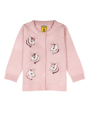 Pink Unicorn Front Open Sweater