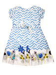 White Blue Printed Cotton Frock