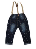Mild Distressed Blue Jeans With Suspender