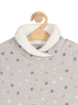 Polka Dot Print Fleece Lined Sweatshirt - Grey