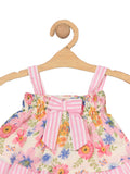 Premium Floral Print Girl Top With Bloomer - Pink