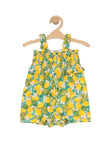 Premium Cotton Floral Print Jumpsuit - Yellow