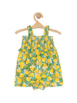 Premium Cotton Floral Print Jumpsuit - Yellow
