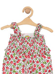Premium Cotton Floral Print Jumpsuit - Red