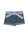 Mild Distressed Denim Shorts With Belt- Blue