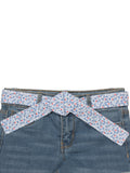 Mild Distressed Denim Shorts With Belt- Blue