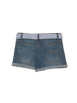 Mild Distressed Denim Shorts With Belt- Blue