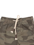Camouflage Print Elastic Waist Cotton Shorts - Green
