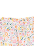 Premium Cotton Elastic Waist Floral Print Shorts - White