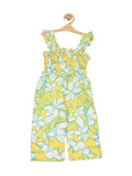 Premium Cotton Floral Print Jumpsuit - Yellow