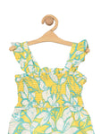 Premium Cotton Floral Print Jumpsuit - Yellow