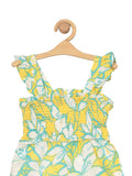 Premium Cotton Floral Print Jumpsuit - Yellow