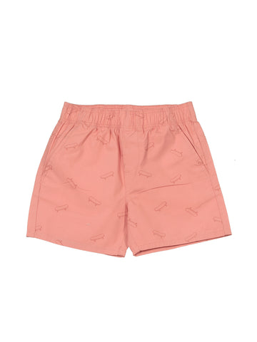 Premium Cotton Elastic Waist Printed Shorts - Peach